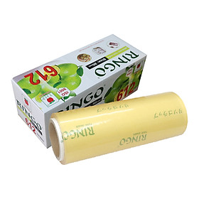 Màng bọc thực phẩm Ringo PVC cuộn lớn ST412/418/612, dùng được trong tủ lạnh, lò vi sóng, có lưỡi cắt - ST612 (30cm x 500m)