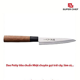 Dao Gọt Trái Cây Cán Gỗ Chính Hãng Super Chef Tiêu Chuẩn Dao Petty Nhật Siêu Sắc Bén, Lâu Cùn, Thép 5Cr15MoV Cao Cấp Không Gỉ Sét, An Toàn Vệ Sinh Cứng Cáp ( Lưỡi Dài 13.5cm)