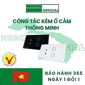 Mua Công Tắc Thông Minh Kèm Ổ Cắm Hunonic Màu Trắng│Công Tắc Cảm Ứng Điều Khiển Từ Xa Qua Điện Thoại
