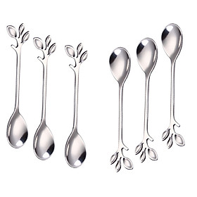 Bộ 6 muỗng inox 304 nghệ thuật bạc sáng bóng thiết kế tinh tế VDC0006