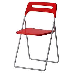 Ghế gấp màu bạc / đỏ NISSE Folding chair silvercolour/red IKEA