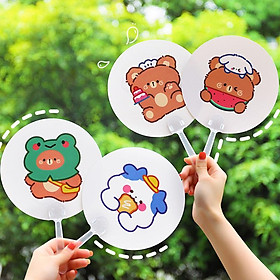 Quạt tròn hình gấu dễ thương - Thỏ Hồng