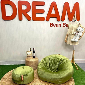 Mua Ghế lười Giọt nước + Đôn Vải Nhung mềm mại HOME DREAM - Xanh Lá