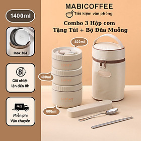 Mua Hộp Đựng Cơm Giữ Nhiệt Lucky INOX 304 - Dung tích 1L - 2L Tặng kèm túi và Bộ dụng cụ ăn