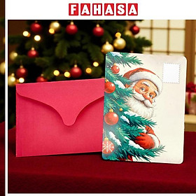 Postcard Giáng Sinh - 13 x 9 cm - 01 - Ông Già Noel Bên Cây Thông