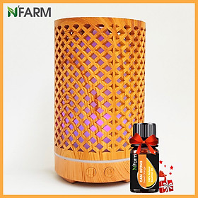Combo máy khuếch tán/ máy xông tinh dầu hình Trụ Lưới N'Farm NF2065 + tinh dầu cam hương N'Farm(10ml)