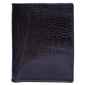 HP2421 -Bóp nam Huy Hoàng da đà điểu da trơn kiểu đứng màu nâu đất