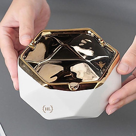Mua Gạt Tàn Sứ | Gạt Tàn Hoàng Kim Chất Liệu Sứ Kẻ Viền Vàng Phong Cách Tân Cổ Điển NORDIC
