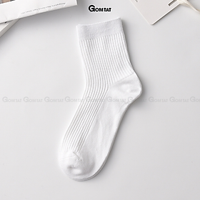 Tất Cổ Cao Nam Chất Liệu Cotton Cao Cấp, Vớ Nam Cổ Cao Mẫu Sọc Gân - FIVE-MARK