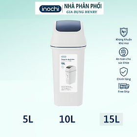 [Loại Kèm Ruột] Thùng Rác nắp lật Hiro 5L- 10L-15L (Tặng kèm Sticker Cute) kháng khuẩn, ngăn mùi hôi hiệu quả- Chính hãng INOCHI - 15L