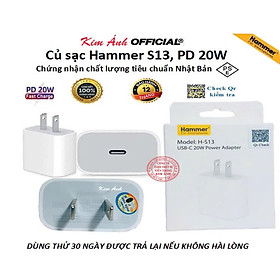 Mua Củ sạc nhanh Ham mer S13 công suất PD 20W   đạt tiêu chuẩn chất lượng Nhật PSE  check Qr kiểm tra hàng chính hãng  bảo hành 1 năm