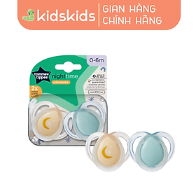 Ty Ngậm Dạ Quang Cho Bé Tommee Tippee 0-6 Tháng (Vỉ Đôi) - Night Time – Trăng Vàng