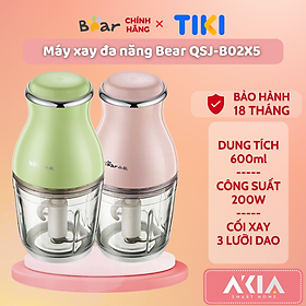 Mua Máy xay thực phẩm đa năng Bear QSJ-B02X5 / QSJ-B02U2 - Dung tích 600ml  Công suất 200W  Xay thịt  rau củ  trái cây  bột cho bé - HÀNG CHÍNH HÃNG