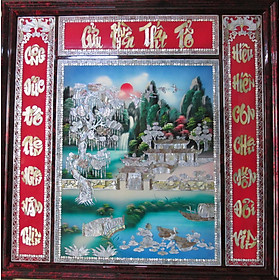 Mua Tranh sơn mài - Liễn thờ gia tiên - Cửu huyền cây đa cẩn ốc xà cừ   cực kỳ cao cấp  cực phẩm duy nhất  kích thước 126x126 cm