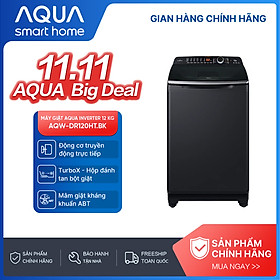 Máy giặt cửa trên Aqua Inverter 12KG AQW-DR120HT.BK - Bảo hành 2 năm - Hỗ trợ lắp đặt - Hàng chính hãng