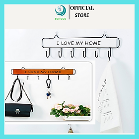 Mua Bộ 2 thanh treo 6 móc dán tường 49cm  mẫu mới có thanh gỗ ở giữa  phong cách Hàn Quốc- Móc treo đồ đa năng 6 thanh kèm 4 móc dán tường  giao màu ngẫu nhiên