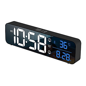 LED Digital Alarm Clock Rechargeable Temperature Date Display Desktop Mirror Clocks Home Table Bedside Decor Electronic Clock