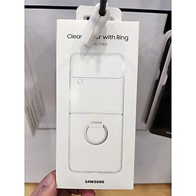 Ốp lưng cho Samsung dành cho Z Flip 4 - TRONG SUỐT-Clear Cover With Ring-Hàng Chính hãng