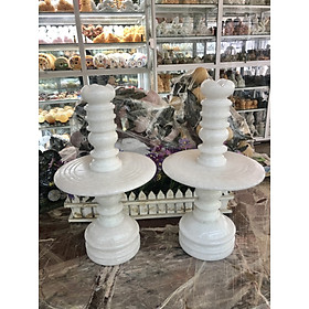 Mua Cặp chân đèn trang trí bàn thờ đá cẩm thạch trắng - Cao 25cm  30cm và 40cm