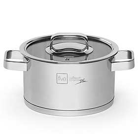 Nồi inox 304 Fivestar 3 đáy quai vuông nắp kính,dùng được bếp từ ,tặng 5 muỗng (16cm / 18cm / 20cm / 24cm )