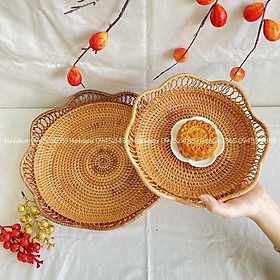 Mua Khay mây  HANHDECOR đa dạng mẫu mã có tay cầm đủ kích thước (Basket Rattan Woven Storage Tray with Handle)