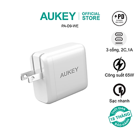 Mua Củ sạc nhanh 65W PD 3 cổng Aukey  65W PA-D9  hàng chính hãng