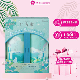 Combo Dầu Gội Và Dầu Xả Kracie Ichikami Dưỡng Tóc Chắc Khoẻ Hương Bạc Hà (480ML)
