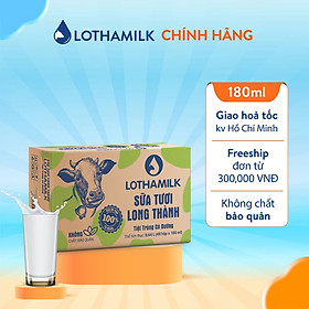 Thùng 48 Hộp Sữa Tươi Tiệt Trùng Lothamilk Ít Đường 180ml