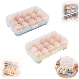 2 miếng hộp nhựa, hộp lưu trữ trứng, hộp trứng 15 lưới lưu trữ cho trứng, hộp lưu trữ trứng, cho tủ lạnh bếp