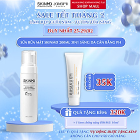 Sữa rửa mặt làm trắng da skinmd foam cleanser giảm sạm nám,làm sạch toàn diện và tẩy tế bào chết dịu nhẹ, cân bằng pH tự nhiên phù hợp với mọi loại da 200ml