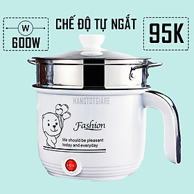 Mua Ca Nấu Mì Nồi Lẩu Điện Mini Cầm Tay 2 NẤC NHIỆT Nấu Cơm Đa Năng 1 8L - Nồi Lẩu Núm Xoay Kèm Giá Hấp Vung Kính Cao Cấp
