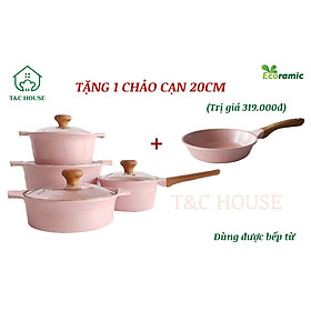 Bộ Nồi Chảo Chống Dính Đáy Từ 5 Món Ecoramic Quánh 16cm Nồi 18cm 20cm 22cm Chảo 20cm