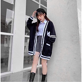 Hình ảnh Áo Cardigan Len Mỏng Cho Nữ Phong Cách Ulzzang Phù Hợp Đi Đà Lạt, Dạo Biển Maxi,  Cadigan Kẻ sọc Ulzzang Hàn Quốc