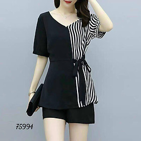 SET UMI KÈM ĐAY CỘT ÁO KẺ SỌC,QUẦN NGẮN XINH XẮN