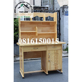 Mua Bàn học sinh gỗ thông tự nhiên- Bàn học sinh gỗ tự nhiên liền kệ sách tphcm bình dương