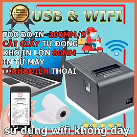 Máy in hoá đơn WIFI K80 Xprinter N160II ( USB + WIFI) in bill từ điện thoại và máy tính qua mạng Wifi không dây - Hàng nhập khẩu