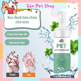 Bọt rửa chân cho chó mèo Borammy 150ml Dụng cụ làm sạch bàn chân cho thú