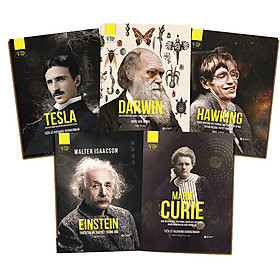 Hình ảnh Combo Bộ Sách Những Trí Tuệ Vĩ Đại Các Thiên Tài: Einstein + Darwin + Tesla + Marie Curie + Hawking ( Bộ 5 Cuốn)