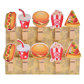 Bộ Kẹp Ảnh Gỗ - Fast Food (10 Cái)
