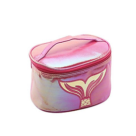 Womens Ladies Mermaid Makeup Cosmetic Bag Portable Case with Zipper Top Handle Box Storage Organizer Toiletry Travel Pouch