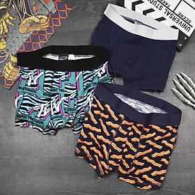 Combo 3 Quần Boxer (quần lót nam) Cotton 100% - Trơn và họa tiết