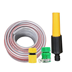 Bộ dây vòi xịt nước rửa xe, tưới cây đa năng, tăng áp 3 lần, loại 15m 206236 đầu đồng, cút, nối PE