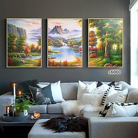 Tranh phong cảnh giả sơn dầu siêu đẹp - Tranh tráng gương treo tường phòng khách