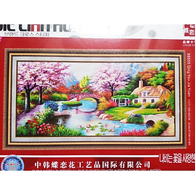 tranh thêu chữ thập Ngôi nhà hạnh phúc 168x86cm - chưa thêu