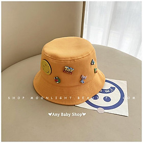 Mũ nón Bucket thời trang đính sticker mặt cười,Toy story cho bé trai và bé gái 8 màu siêu cute hột me
