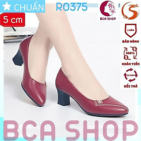 Giày cao gót nữ 5p RO375 ROSATA tại BCASHOP mũi tròn nhẹ nhấn 1 đường hạt lấp lánh - màu đỏ