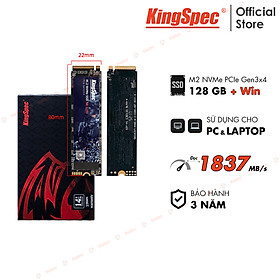 Ổ cứng SSD KingSpec 128GB M2 cài sẵn Win 10 / 128G PCIe NVMe - Hàng Chính Hãng