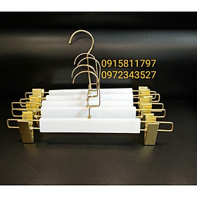 Mua Móc quần áo giá rẻ - kẹp gỗ màu trắng đầu kẹp mạ vàng  kẹp quần  áo  váy siêu sang chảnh - sản phẩm chuyên dùng cho shop