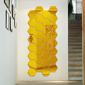 Gương Lục Giác Trang Trí Dán Tường Acrylic 3D (12 Mảnh)
