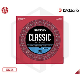 Bộ dây đàn Guitar D'Addario EJ27H Student Nylon Classical Guitar Strings, Hard Tension, Clear/Silverplated Wound — D01-EJ27H - Hàng chính hãng